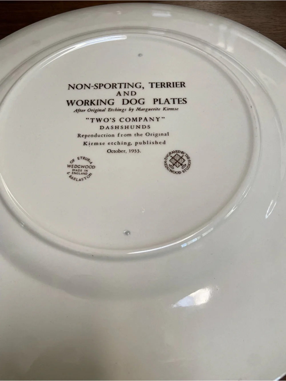 Wedgwood Two’s Company Ceramic Dog Print Dinner Plate Brown Dachshund Design